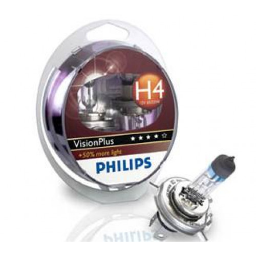 лампа h-4 philips +60% к-т