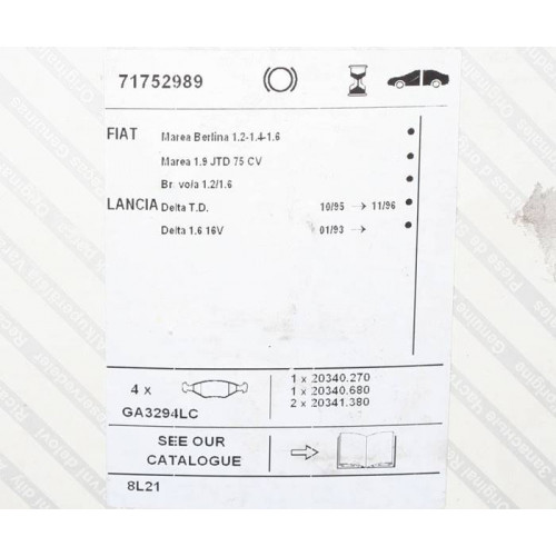колодки тормозные fiat bravo marea